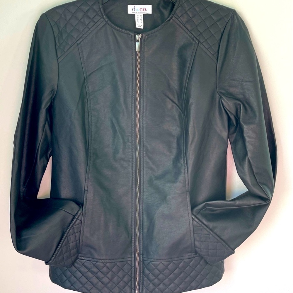 D&co Denim And Company Black Faux Leather Jacket Size XS NWOT